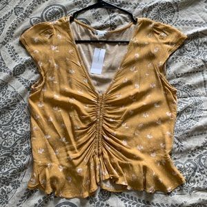 American Eagle Floral Ruffle Shirt